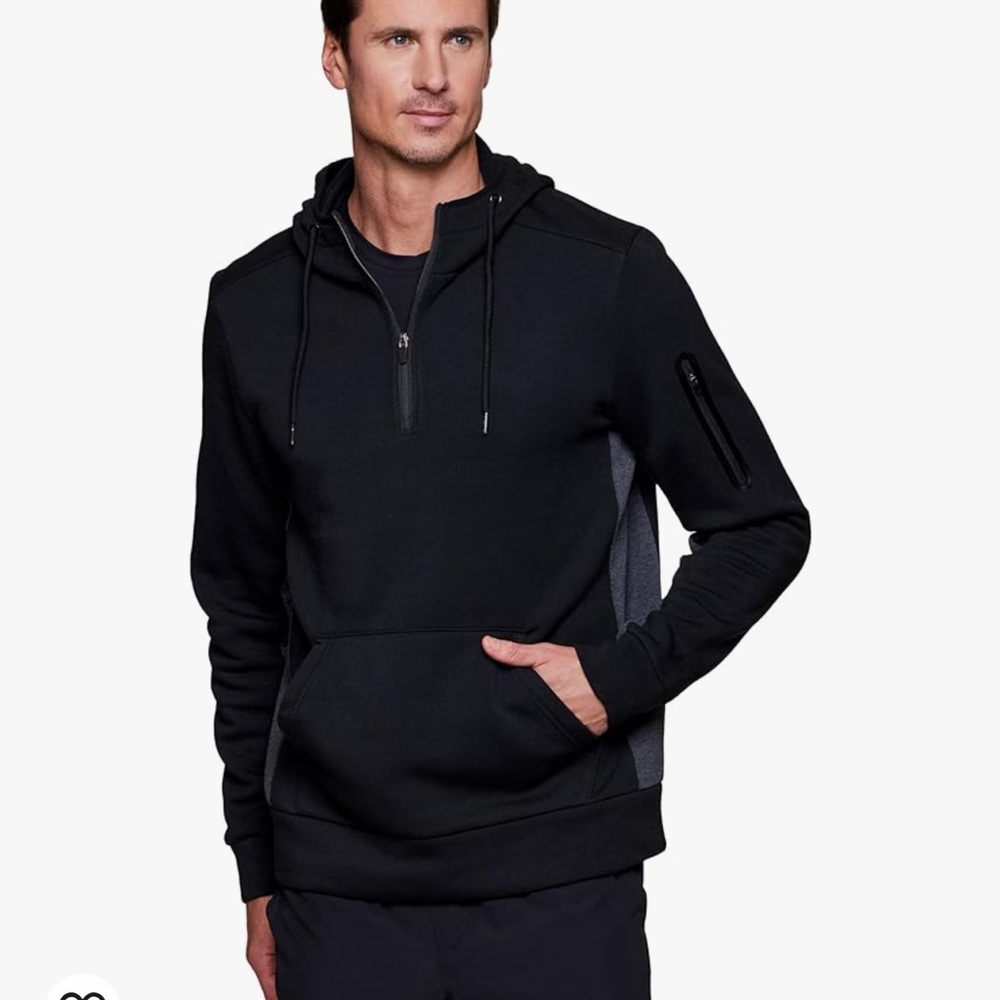 GREY AND BLACK RBX X-TRAIN ZIP UP, HOODED SWEAT SHIRT WITH POCKETS